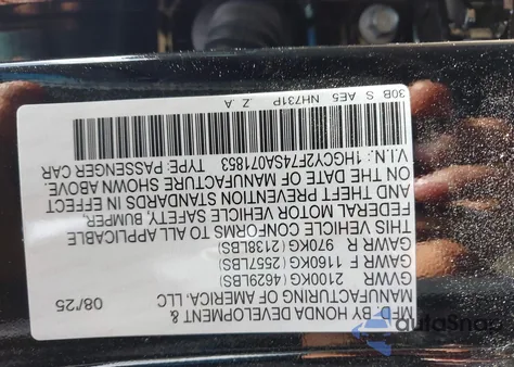 2025 Honda Accord Hybrid Sport-L z USA, uszkodzony, nr VIN 1HGCY2F74SA071853